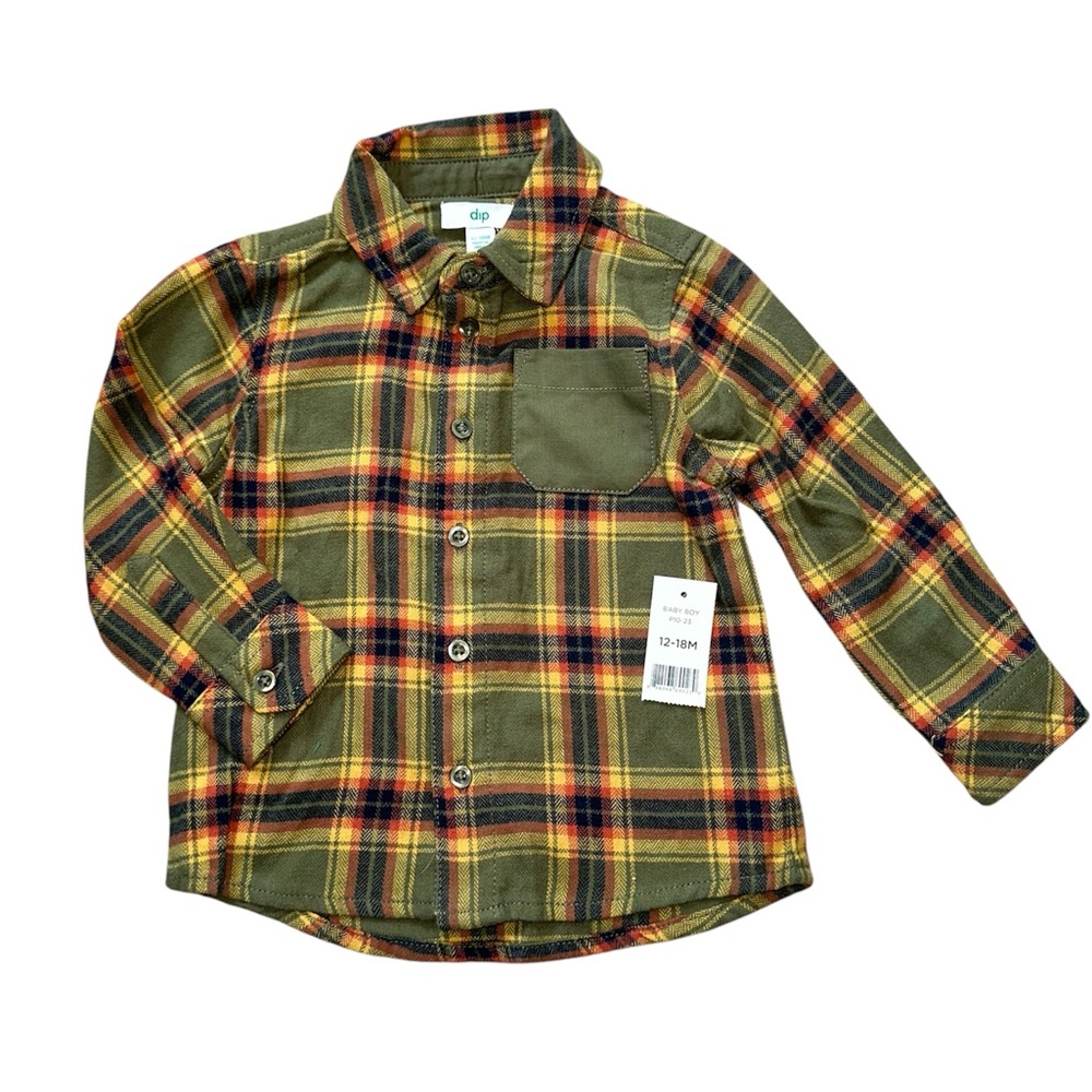 Dip Baby Boy Plaid Flannel Button Down Shirt